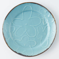 作家 久保雅裕 イッチン フラワー リム皿 S ライトブルー 作家 久保雅裕 陶磁器作家もの