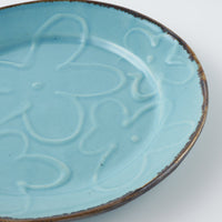 作家 久保雅裕 イッチン フラワー リム皿 S ライトブルー 作家 久保雅裕 陶磁器作家もの