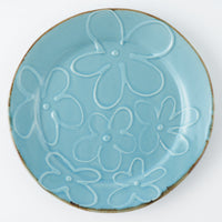 作家 久保雅裕 イッチン フラワー リム皿 M ライトブルー 作家 久保雅裕 陶磁器作家もの