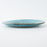 作家 久保雅裕 イッチン フラワー リム皿 M ライトブルー 作家 久保雅裕 陶磁器作家もの