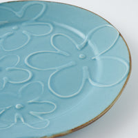 作家 久保雅裕 イッチン フラワー リム皿 M ライトブルー 作家 久保雅裕 陶磁器作家もの