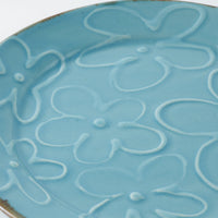作家 久保雅裕 イッチン フラワー リム皿 M ライトブルー 作家 久保雅裕 陶磁器作家もの