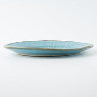 作家 久保雅裕 イッチン フラワー リム皿 L ライトブルー 作家 久保雅裕 陶磁器作家もの