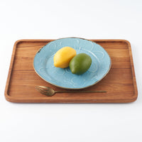 作家 久保雅裕 イッチン フラワー リム皿 L ライトブルー 作家 久保雅裕 陶磁器作家もの