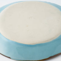 作家 久保雅裕 イッチン フラワー リム皿 L ライトブルー 作家 久保雅裕 陶磁器作家もの