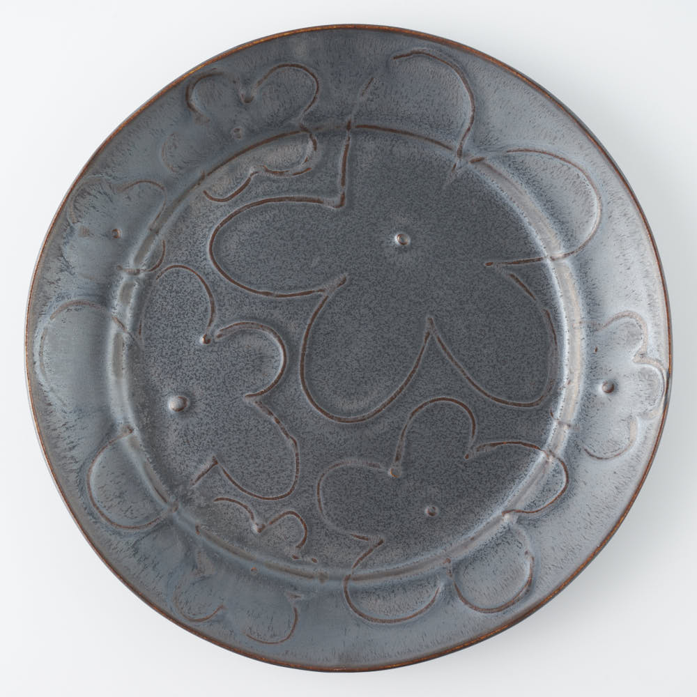 作家 久保雅裕 イッチン フラワー リム皿 L ブラック ¥5,500 大人の焼き物