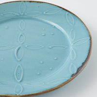 作家 久保雅裕 イッチン レトロ リム皿 S ライトブルー 作家 久保雅裕 陶磁器作家もの
