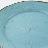 作家 久保雅裕 イッチン レトロ リム皿 S ライトブルー 作家 久保雅裕 陶磁器作家もの