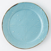作家 久保雅裕 イッチン レトロ リム皿 M ライトブルー 作家 久保雅裕 陶磁器作家もの