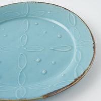 作家 久保雅裕 イッチン レトロ リム皿 M ライトブルー 作家 久保雅裕 陶磁器作家もの