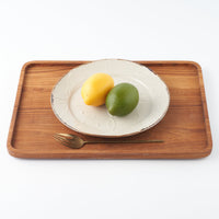 作家 久保雅裕 イッチン レトロ リム皿 L アイボリー 作家 久保雅裕 陶磁器作家もの