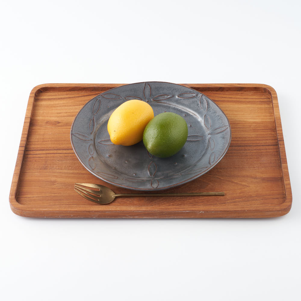 作家 久保雅裕 イッチン レトロ リム皿 L ブラック 作家 久保雅裕 陶磁器作家もの