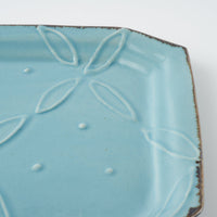 作家 久保雅裕 イッチン レトロプレート ライトブルー 作家 久保雅裕 陶磁器作家もの