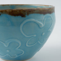 作家 久保雅裕 イッチン フラワー フリーボール ライトブルー 作家 久保雅裕 陶磁器作家もの