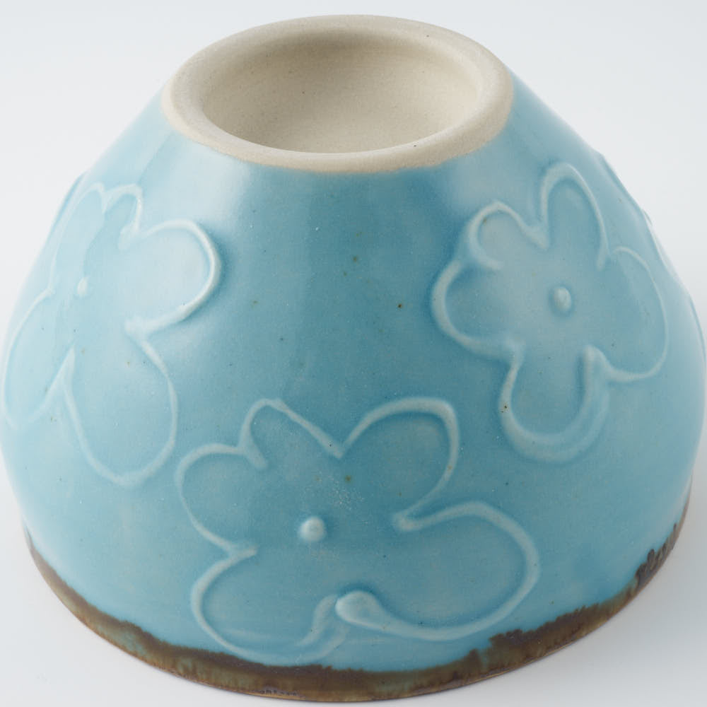 作家 久保雅裕 イッチン フラワー フリーボール ライトブルー 作家 久保雅裕 陶磁器作家もの