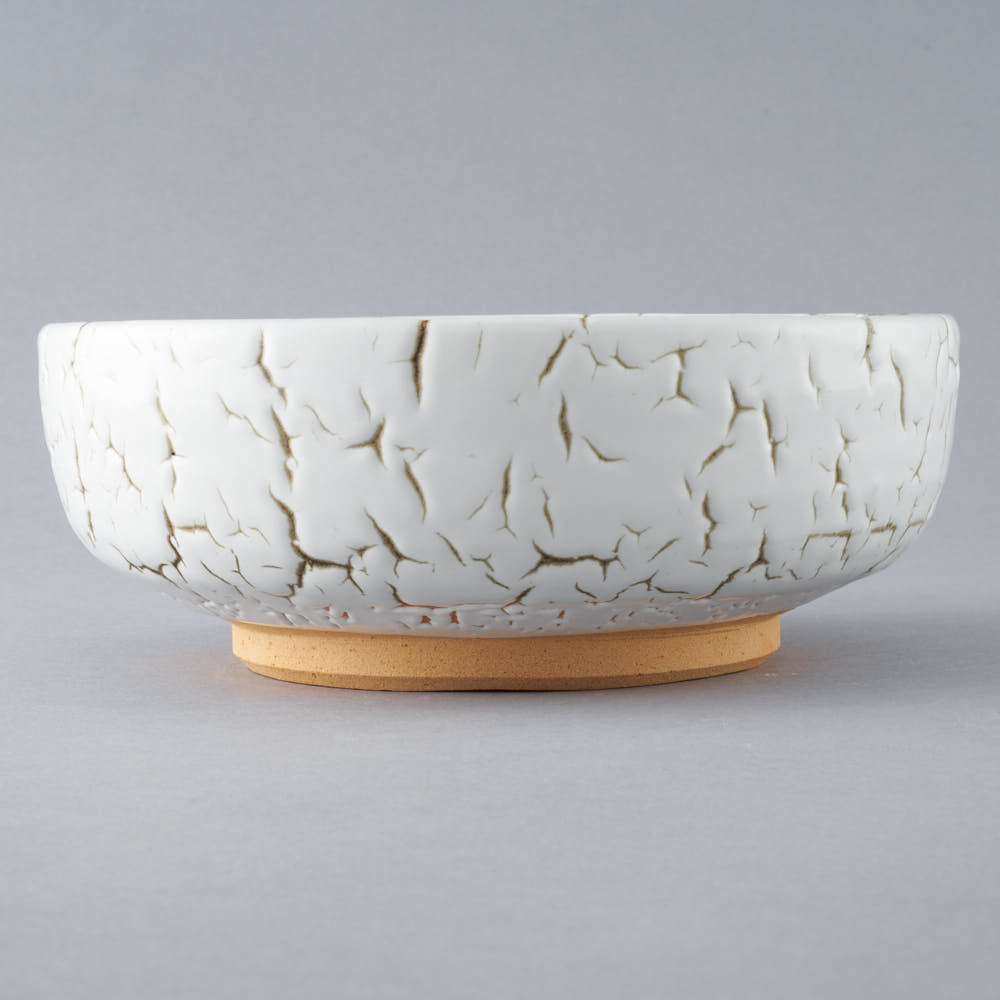 日ノ出窯 龍爪梅花皮 鉢 白 (17cm) 日ノ出窯 陶磁器作家もの