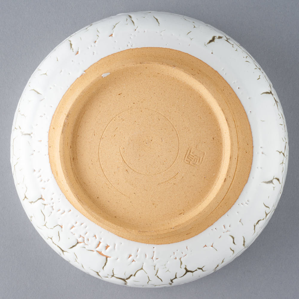 日ノ出窯 龍爪梅花皮 鉢 白 (17cm) 日ノ出窯 陶磁器作家もの