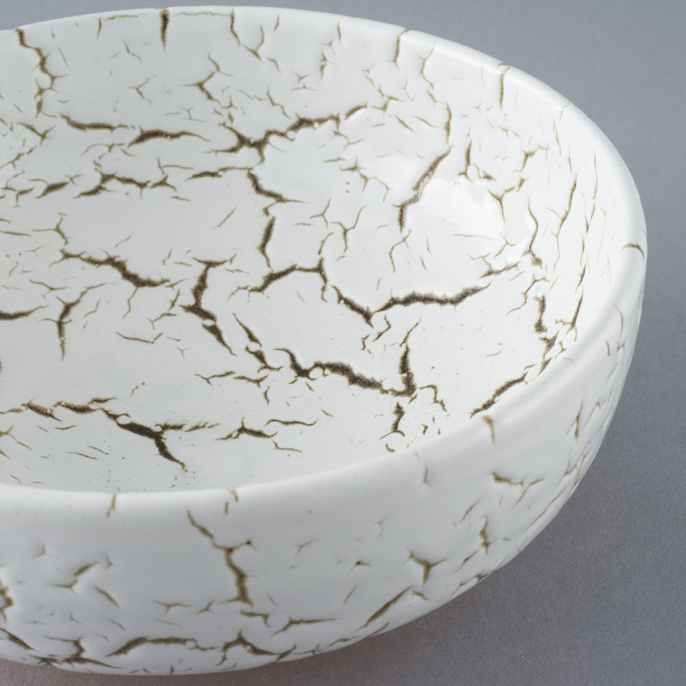 日ノ出窯 龍爪梅花皮 鉢 白 (17cm) 日ノ出窯 陶磁器作家もの