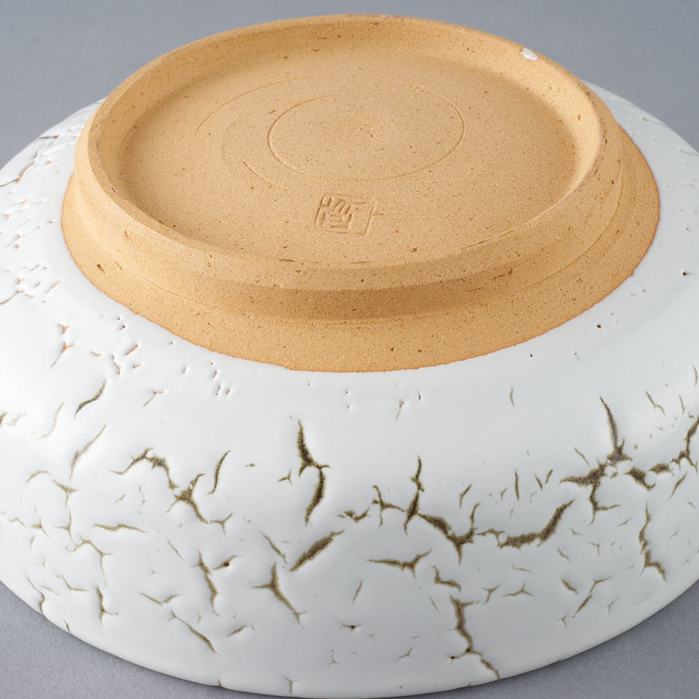 日ノ出窯 龍爪梅花皮 鉢 白 (17cm) 日ノ出窯 陶磁器作家もの