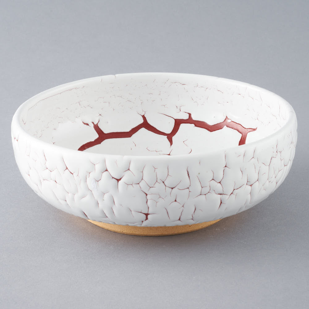日ノ出窯 龍爪梅花皮 鉢 赤 (17cm) 日ノ出窯 陶磁器作家もの