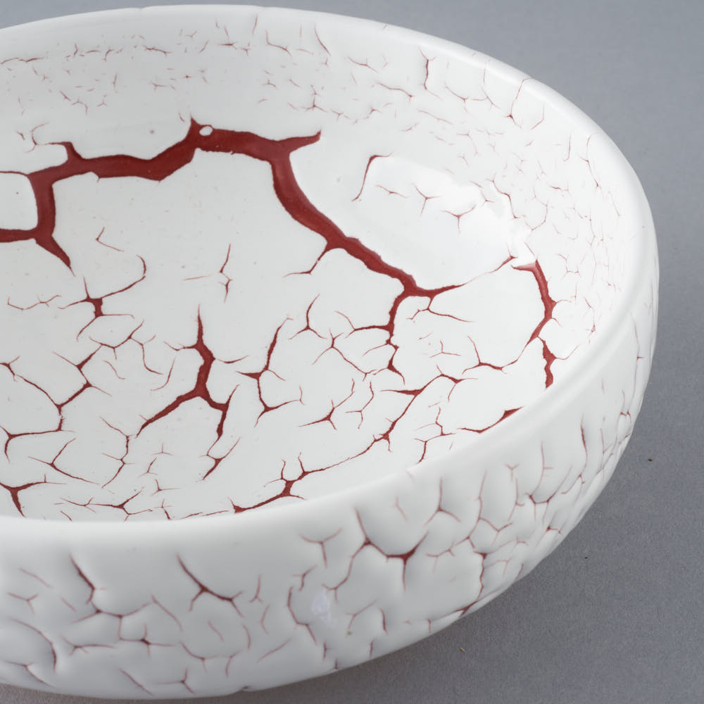 日ノ出窯 龍爪梅花皮 鉢 赤 (17cm) 日ノ出窯 陶磁器作家もの