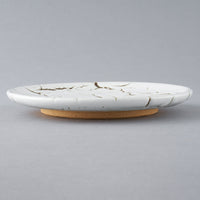 日ノ出窯 龍爪梅花皮 丸皿 白 (16cm) 日ノ出窯 陶磁器作家もの