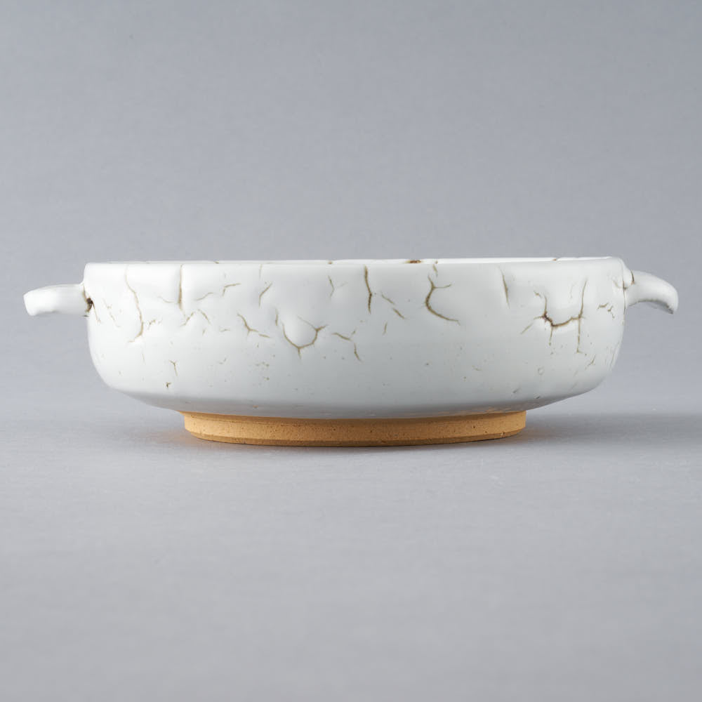 日ノ出窯 龍爪梅花皮 グラタン皿 白 (18cm) 日ノ出窯 陶磁器作家もの