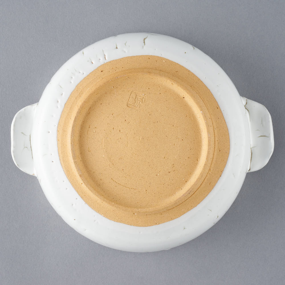 日ノ出窯 龍爪梅花皮 グラタン皿 白 (18cm) 日ノ出窯 陶磁器作家もの