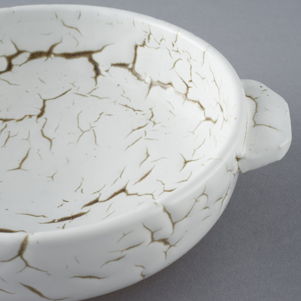 日ノ出窯 龍爪梅花皮 グラタン皿 白 (18cm) 日ノ出窯 陶磁器作家もの