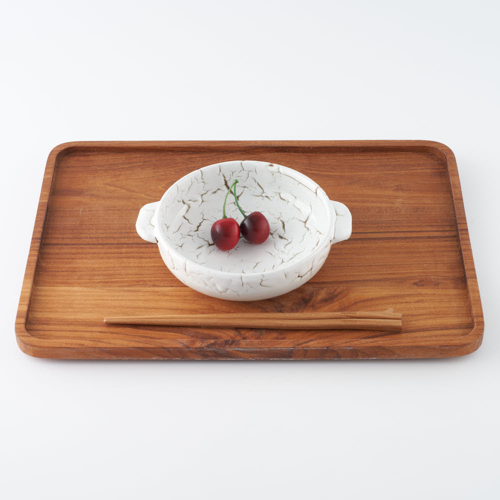 日ノ出窯 龍爪梅花皮 グラタン皿 白 (18cm) 日ノ出窯 陶磁器作家もの