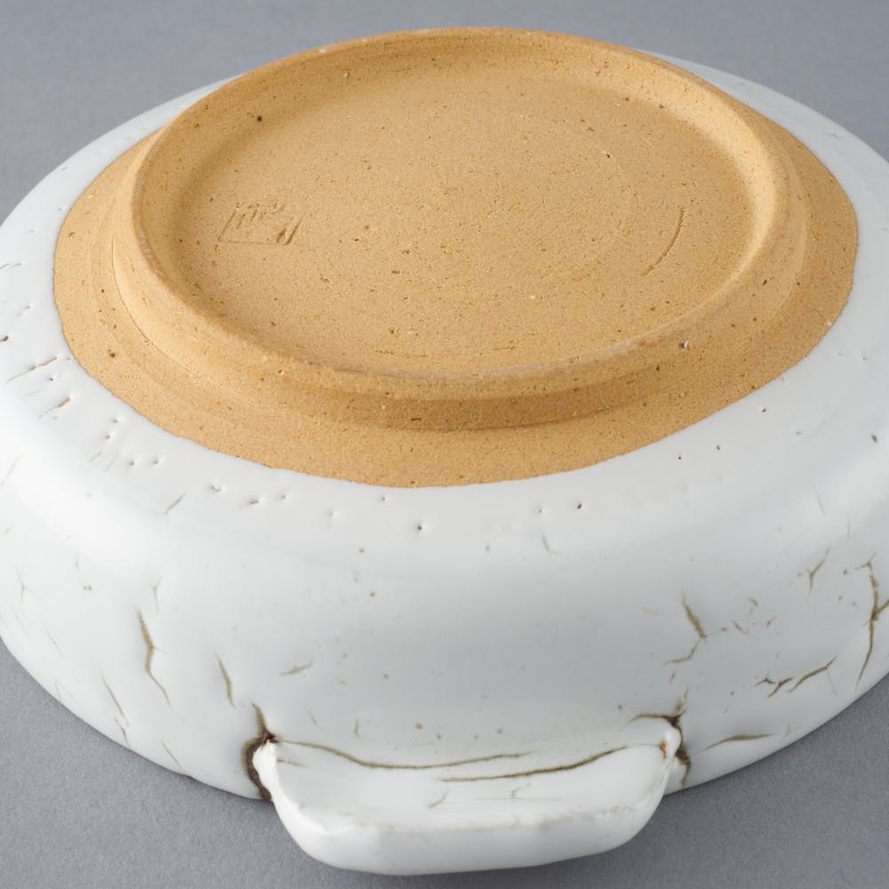 日ノ出窯 龍爪梅花皮 グラタン皿 白 (18cm) 日ノ出窯 陶磁器作家もの