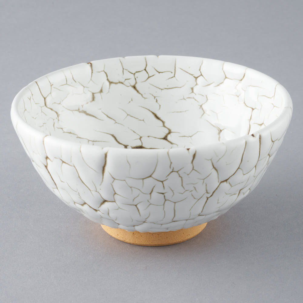 日ノ出窯 龍爪梅花皮 ごはん茶碗 白(12cm) 日ノ出窯 陶磁器作家もの