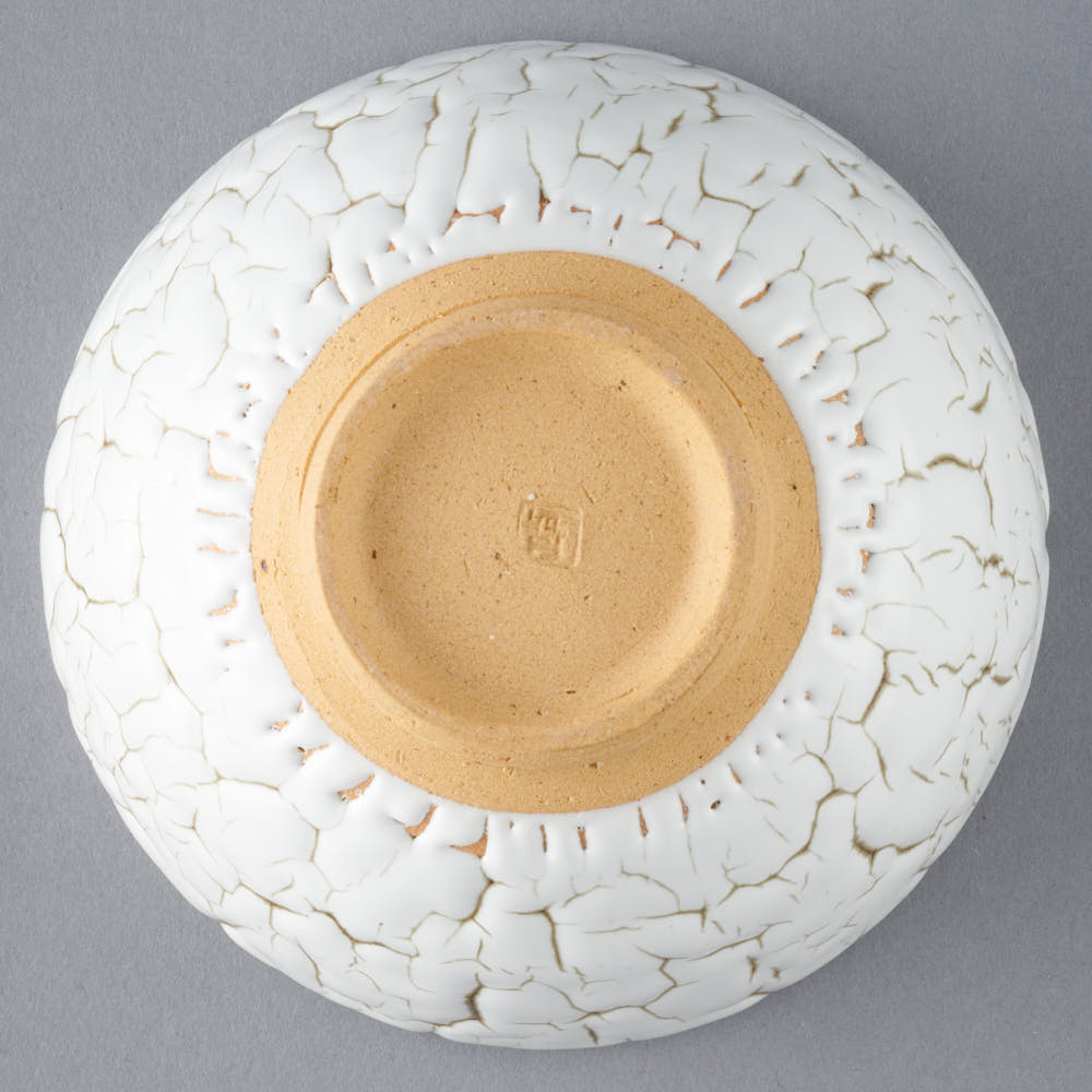 日ノ出窯 龍爪梅花皮 ごはん茶碗 白(12cm) 日ノ出窯 陶磁器作家もの