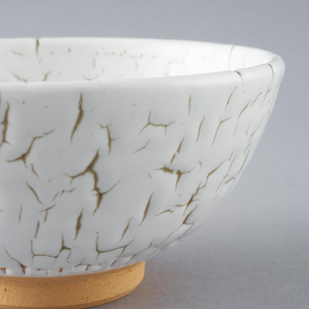 日ノ出窯 龍爪梅花皮 ごはん茶碗 白(12cm) 日ノ出窯 陶磁器作家もの