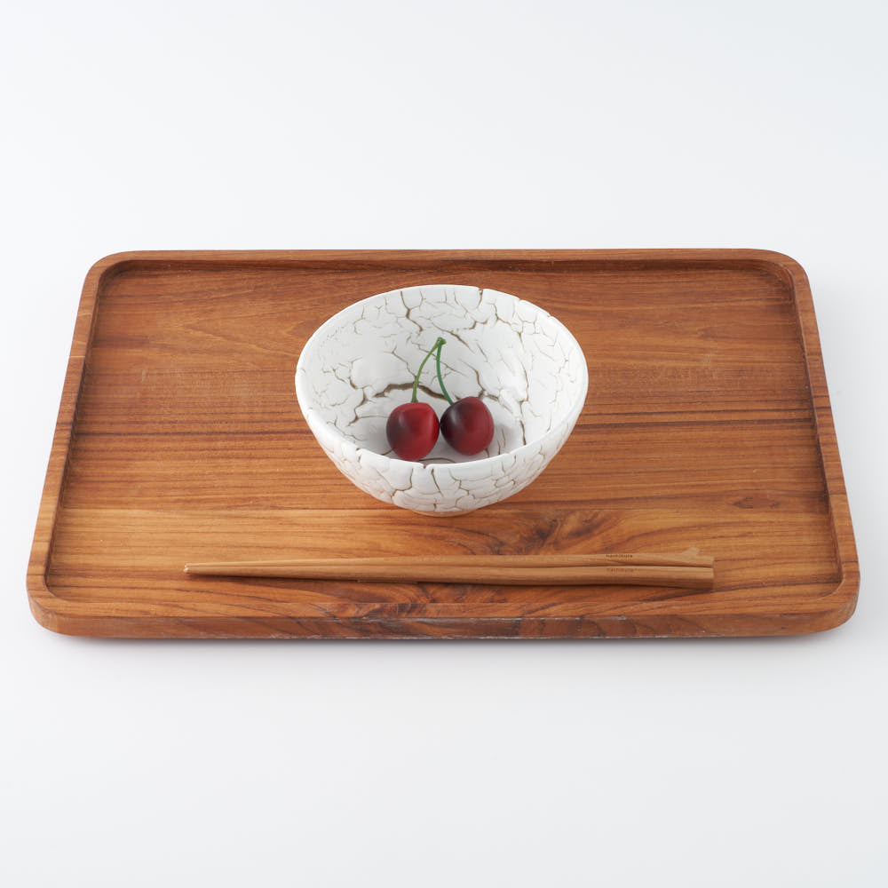 日ノ出窯 龍爪梅花皮 ごはん茶碗 白(12cm) 日ノ出窯 陶磁器作家もの