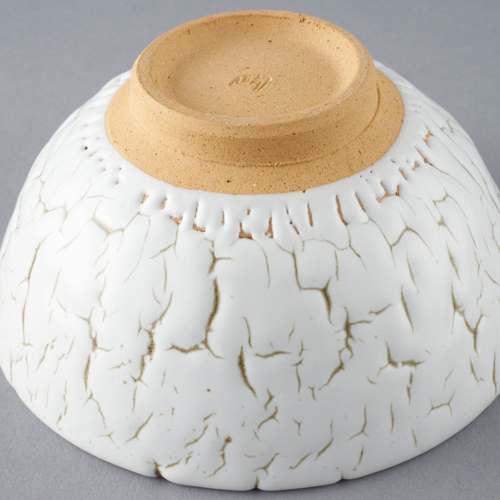 日ノ出窯 龍爪梅花皮 ごはん茶碗 白(12cm) 日ノ出窯 陶磁器作家もの