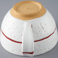 日ノ出窯 龍爪梅花皮 スープカップ 赤 線(8cm) 日ノ出窯 陶磁器作家もの
