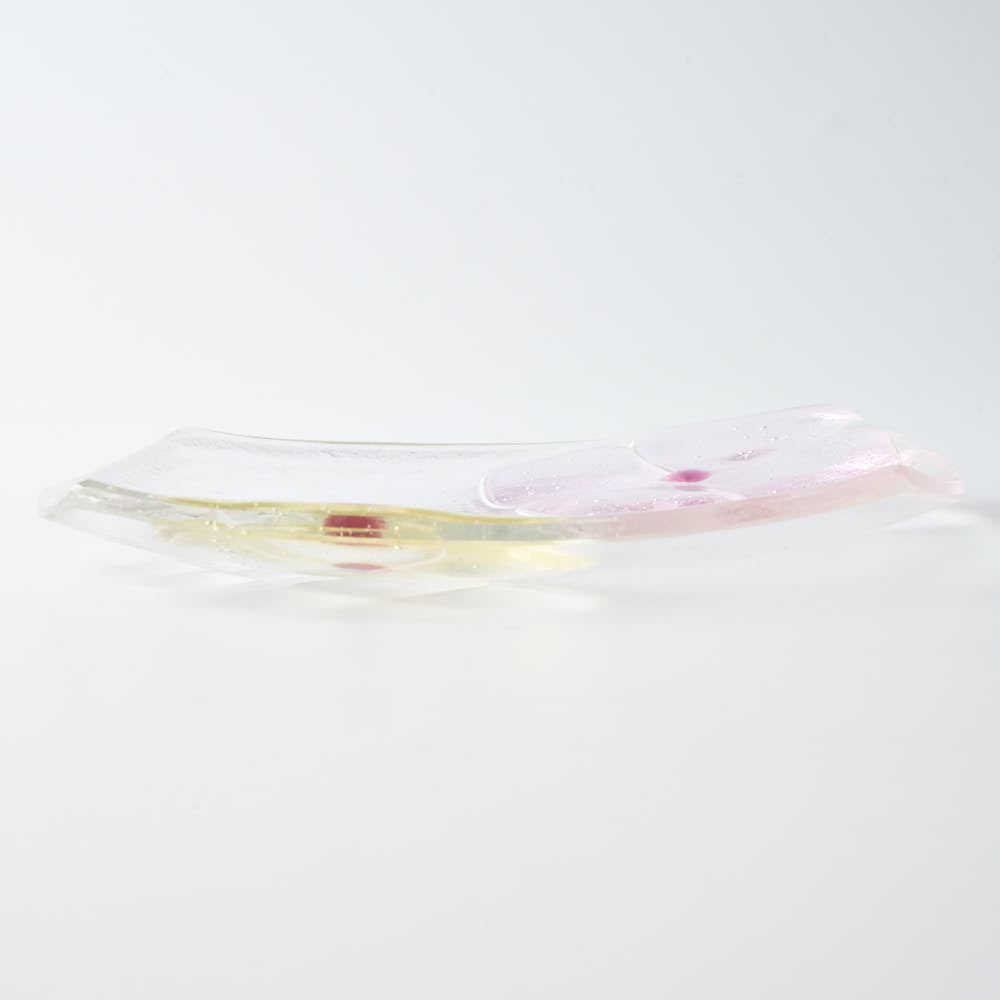 ガラス作家 佐々木翔子 角中皿 ライトピンク×ライトイエロー ガラス作家 佐々木翔子 ガラスもの