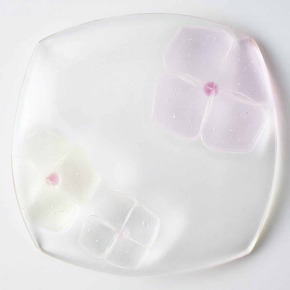 ガラス作家 佐々木翔子 角中皿 ライトピンク×ライトイエロー ガラス作家 佐々木翔子 ガラスもの