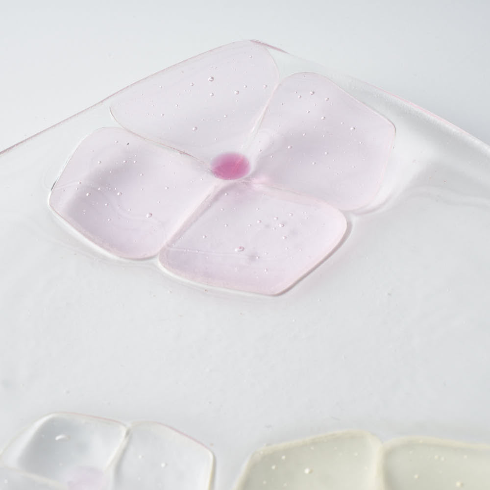 ガラス作家 佐々木翔子 角中皿 ライトピンク×ライトイエロー ガラス作家 佐々木翔子 ガラスもの