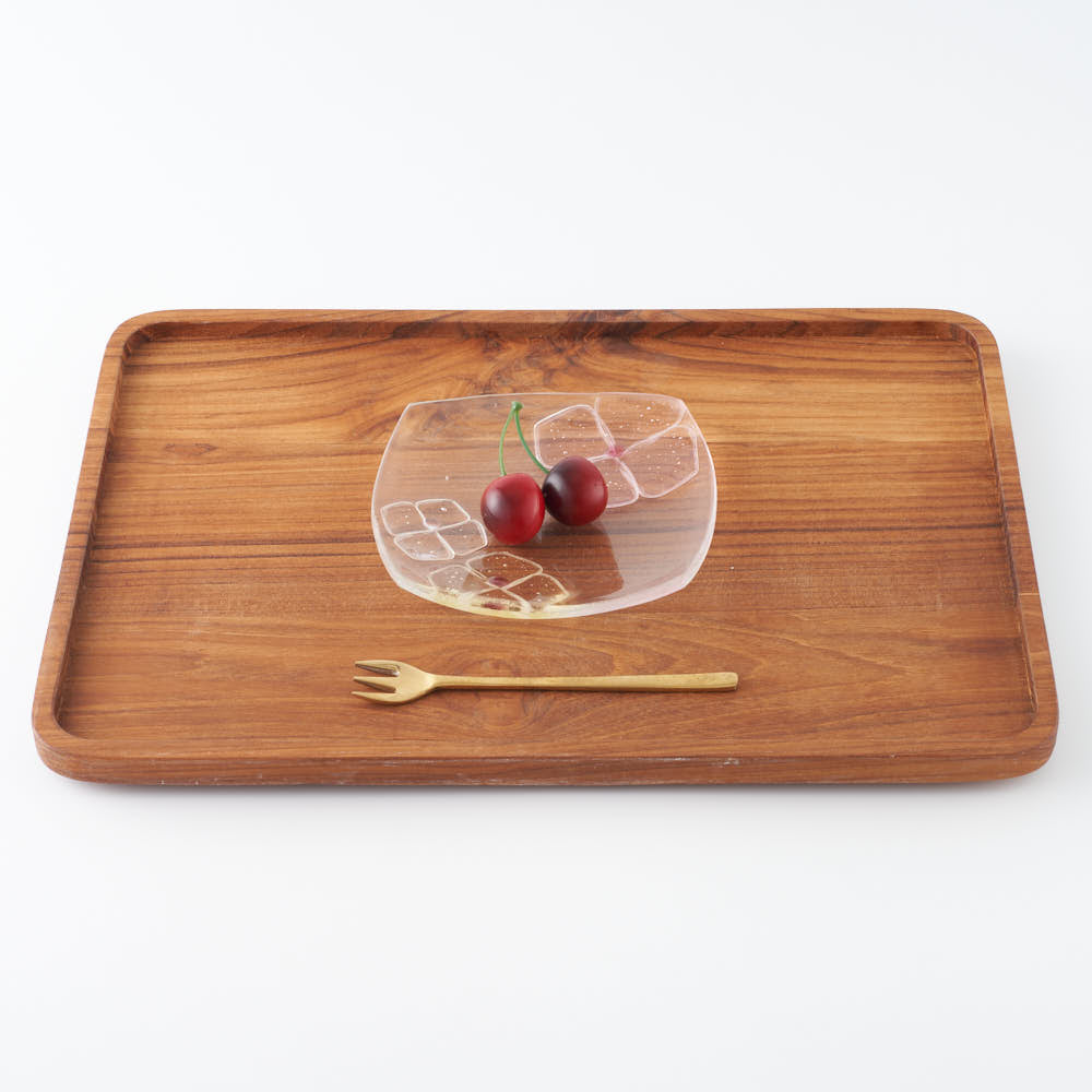 ガラス作家 佐々木翔子 角中皿 ライトピンク×ライトイエロー ガラス作家 佐々木翔子 ガラスもの