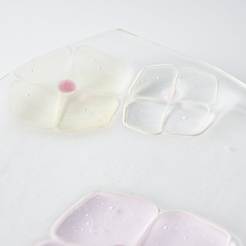 ガラス作家 佐々木翔子 角中皿 ライトピンク×ライトイエロー ガラス作家 佐々木翔子 ガラスもの