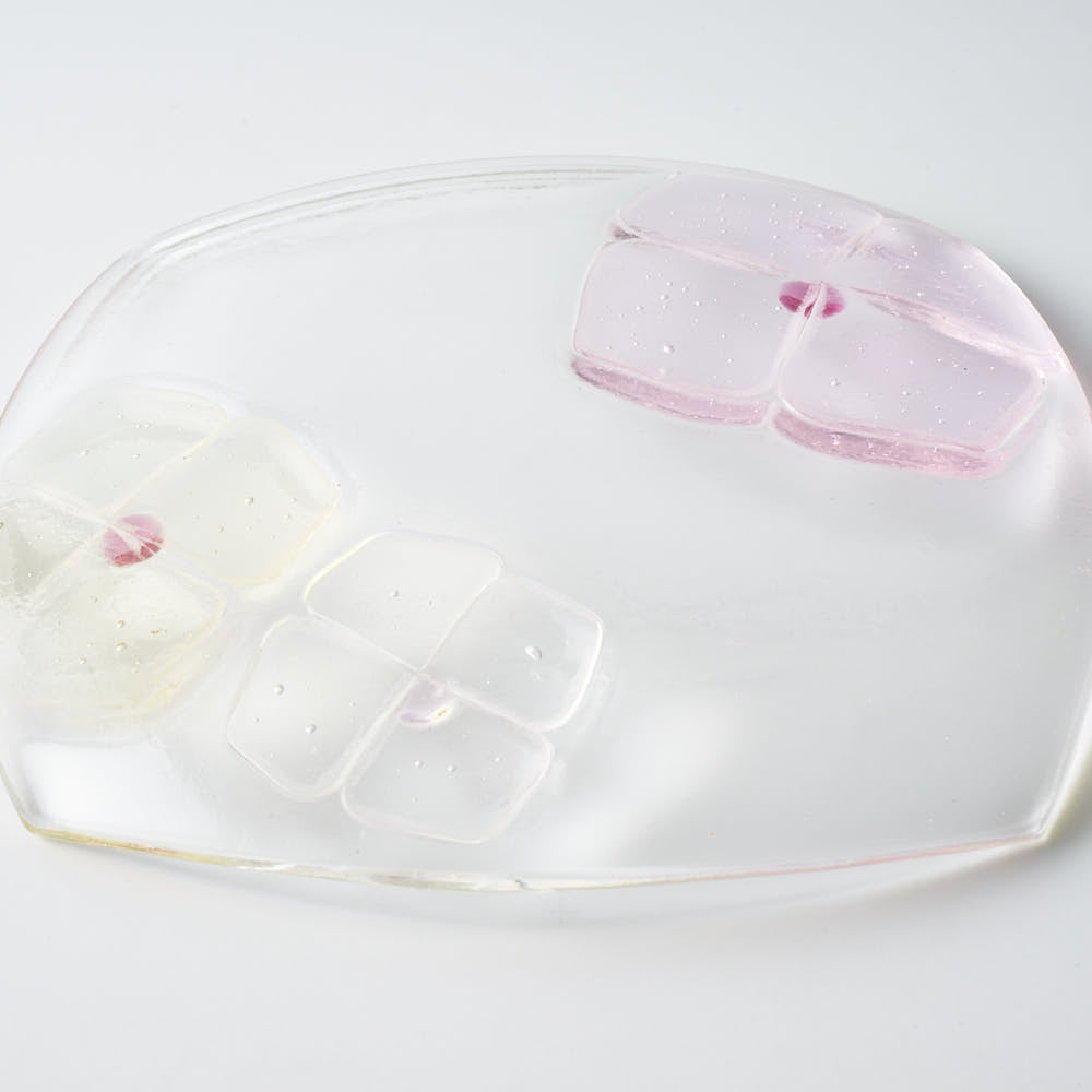 ガラス作家 佐々木翔子 角中皿 ライトピンク×ライトイエロー ガラス作家 佐々木翔子 ガラスもの