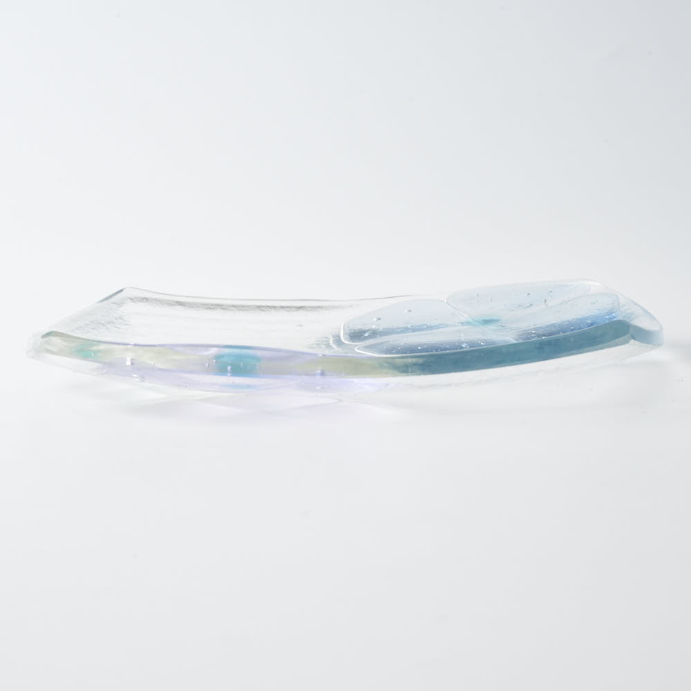 ガラス作家 佐々木翔子 角中皿 ライトグレー×ライトパープル ガラス作家 佐々木翔子 ガラスもの