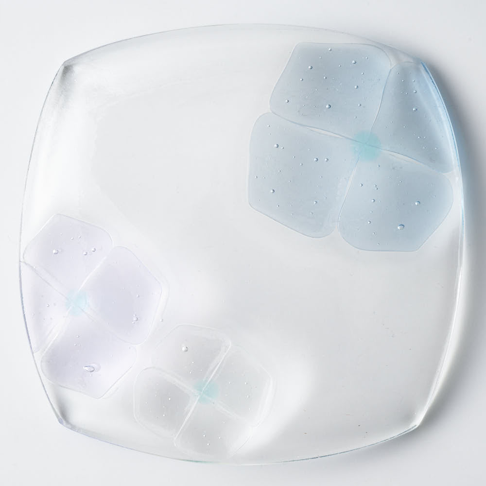 ガラス作家 佐々木翔子 角中皿 ライトグレー×ライトパープル ガラス作家 佐々木翔子 ガラスもの