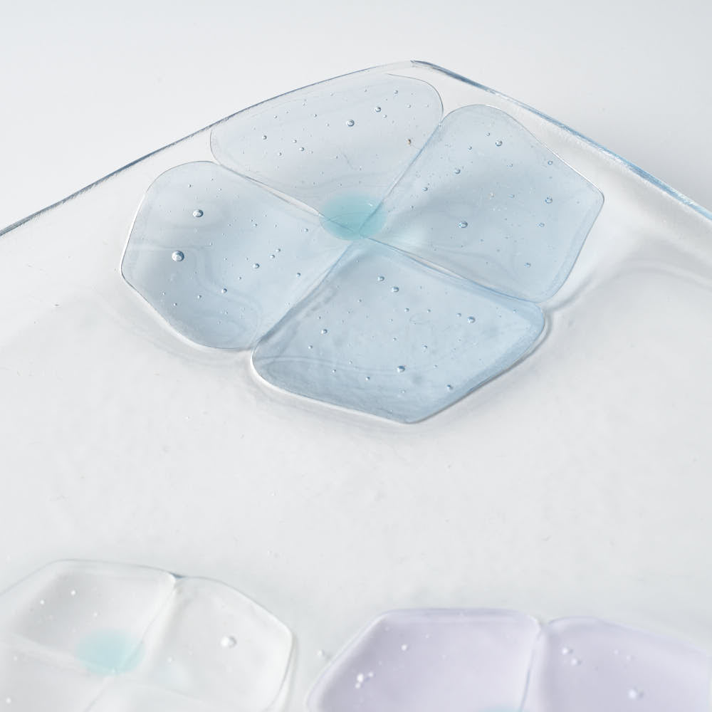 ガラス作家 佐々木翔子 角中皿 ライトグレー×ライトパープル ガラス作家 佐々木翔子 ガラスもの