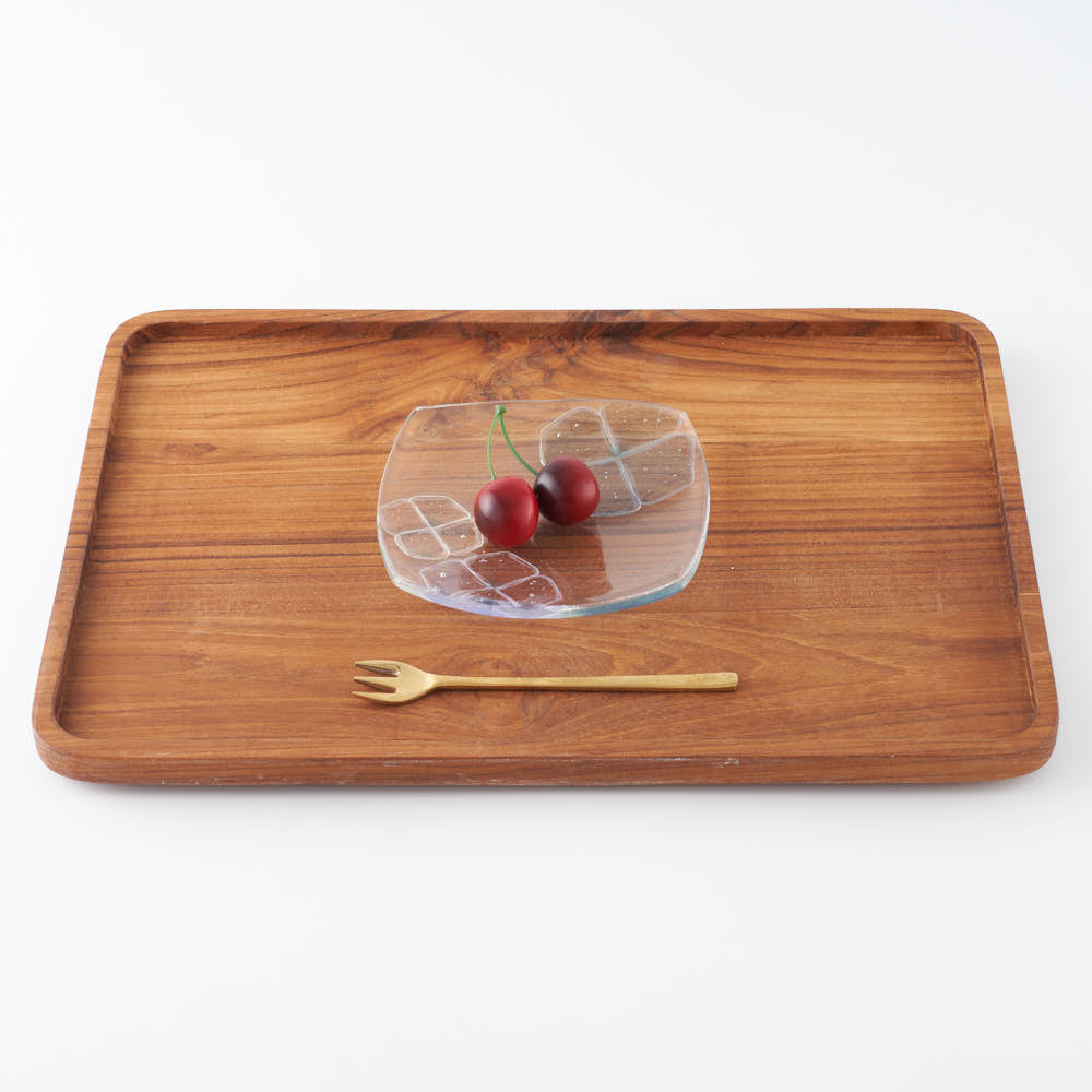 ガラス作家 佐々木翔子 角中皿 ライトグレー×ライトパープル ガラス作家 佐々木翔子 ガラスもの