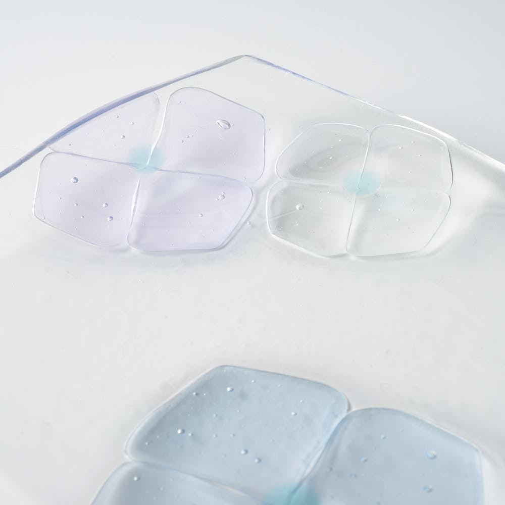 ガラス作家 佐々木翔子 角中皿 ライトグレー×ライトパープル ガラス作家 佐々木翔子 ガラスもの