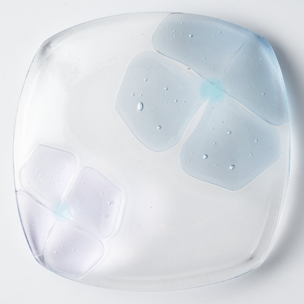 ガラス作家 佐々木翔子 角小皿 ライトグレー×ライトパープル ガラス作家 佐々木翔子 ガラスもの