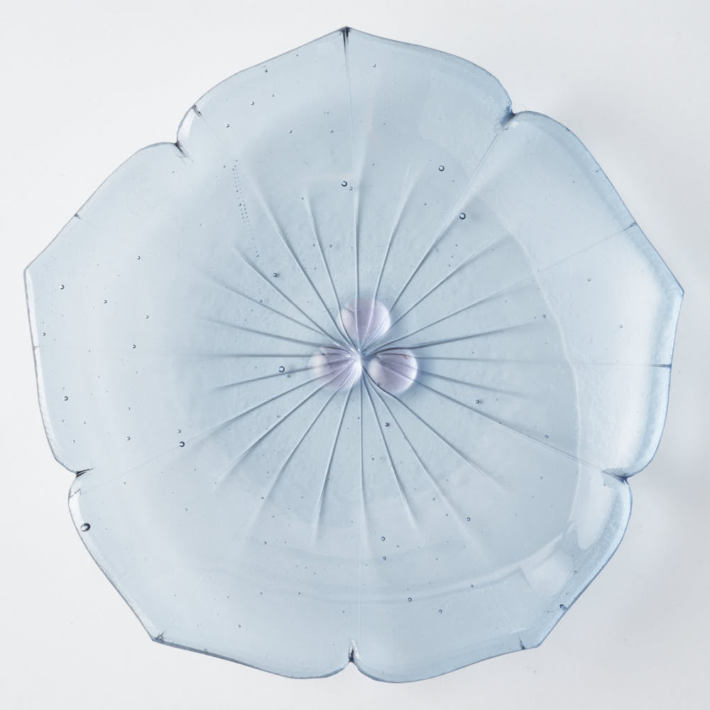 ガラス作家 佐々木翔子 花形小皿 ライトグレー ガラス作家 佐々木翔子 ガラスもの